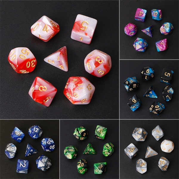 7pcs/Set Acrylic Polyhedral Dice for TRPG Board Game Dungeons and Dragons D4-D20 Drop Shipping