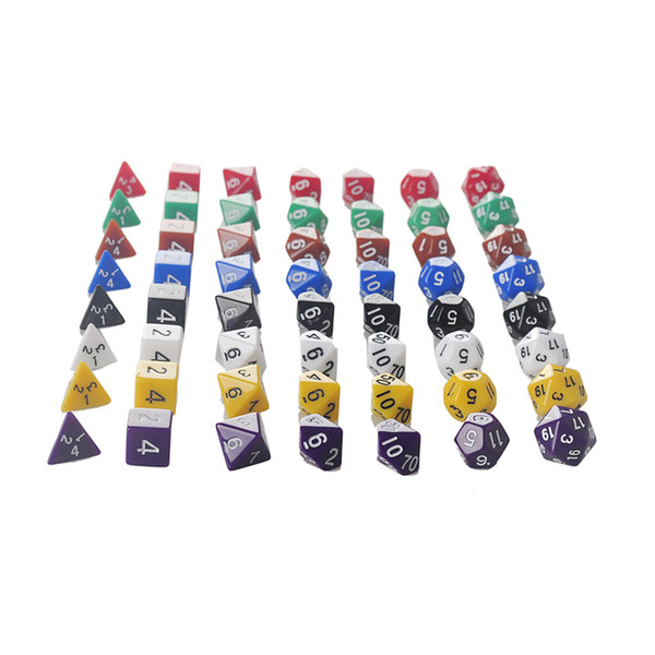 7pcs Set Resin Polyhedral TRPG Games For Dungeons Dragons Opaque D4-D20 Multi Sides Dice Pop for Game Gaming