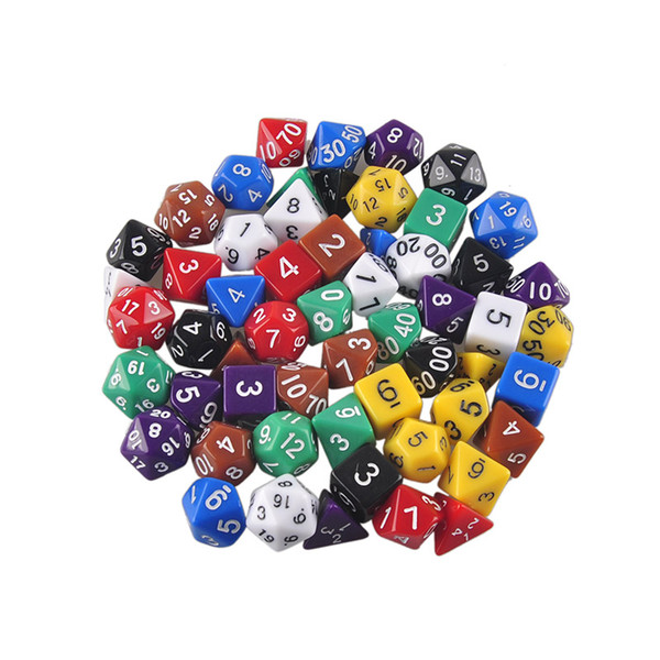 High Quality Free shipping Outdoor KTV Fun 7pc/Set Dice Multi-Sided Dice with Marble Effect d4 d6 d8 d10 d10 d12 d20 Dice Game 8 Color