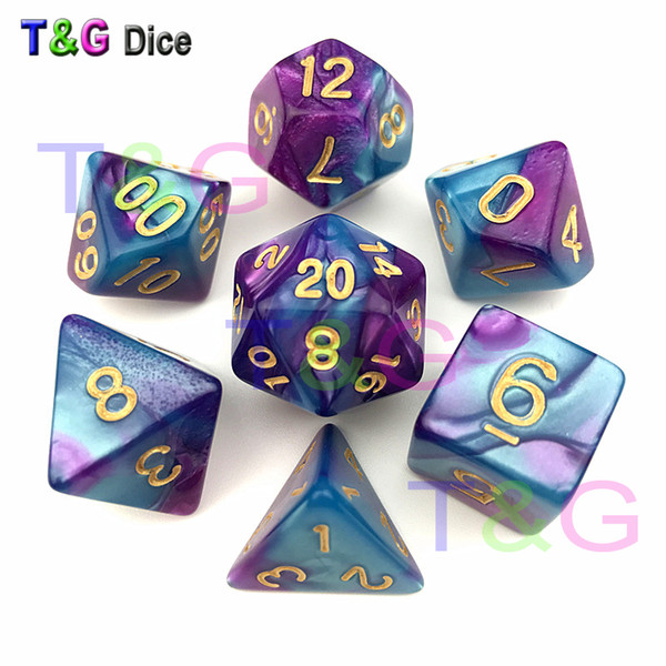 Purple & Blue Dice DND Die Toys For Adults Kids Plastic Cubes Special Birthday Gift