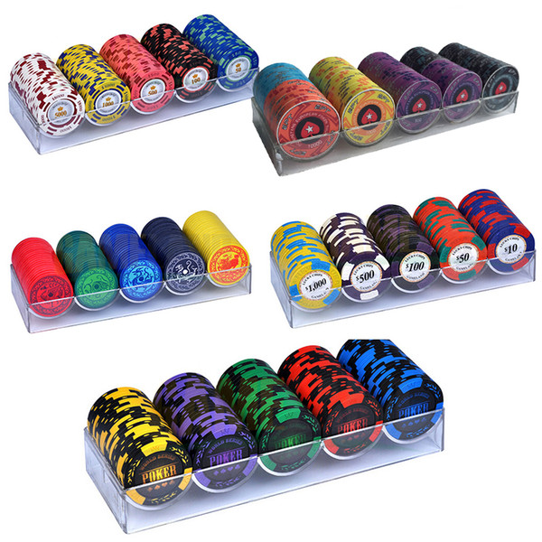 100PCS Poker Chips Set With Box Clay/Ceramic Poker Chips Sets Texas Hold'em EPT Pokerstars Poker Chips