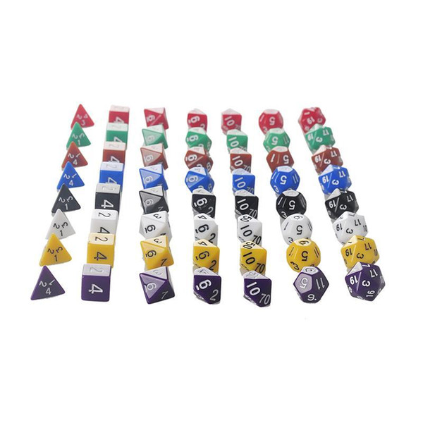 7pcs Set Resin Polyhedral TRPG Games For Dungeons Dragons Opaque D4-D20 Multi Sides Dice Pop for Game Gaming