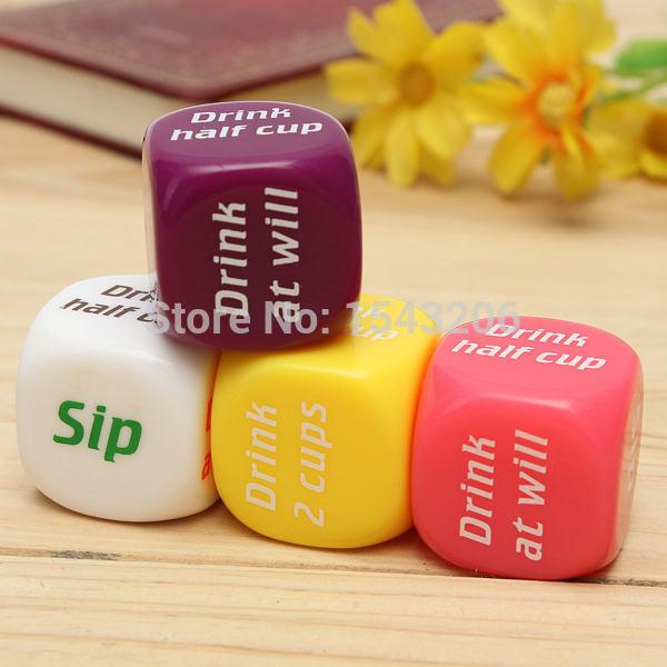 5pcs 4 Colours Funny Drinking Dice Game Rolling Decider Party Bar Pub Adult Gift Toy Wholesale small order no tracking