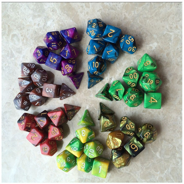New Dices 7pcs/Set Mix Color Magic Purple Dice Set with Nebula Effect Rpg Game Dice Brinquedos Dados Juguetes Dungeons and Dragons