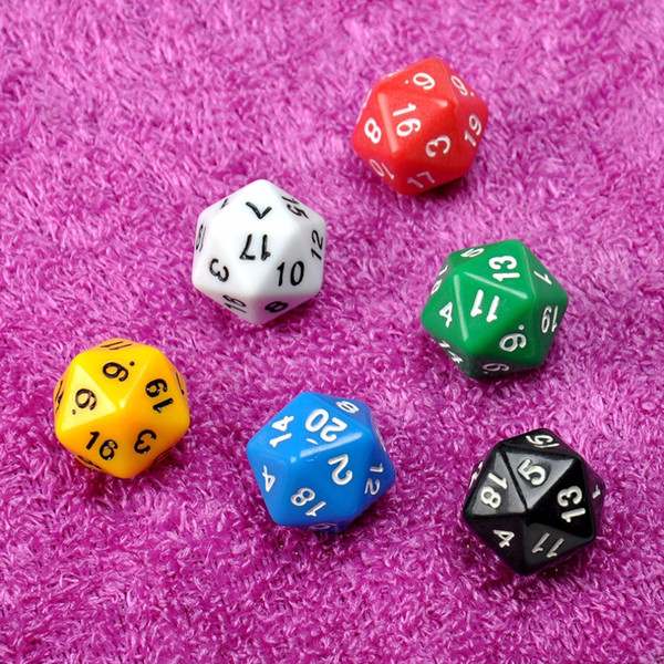 Wholesale-6 Set D20 Dice Twenty Sided Die RPG D&D Six Opaque Colors Multi Resin Polyhedral For Sides Dice Pop for Game Gaming Brand New