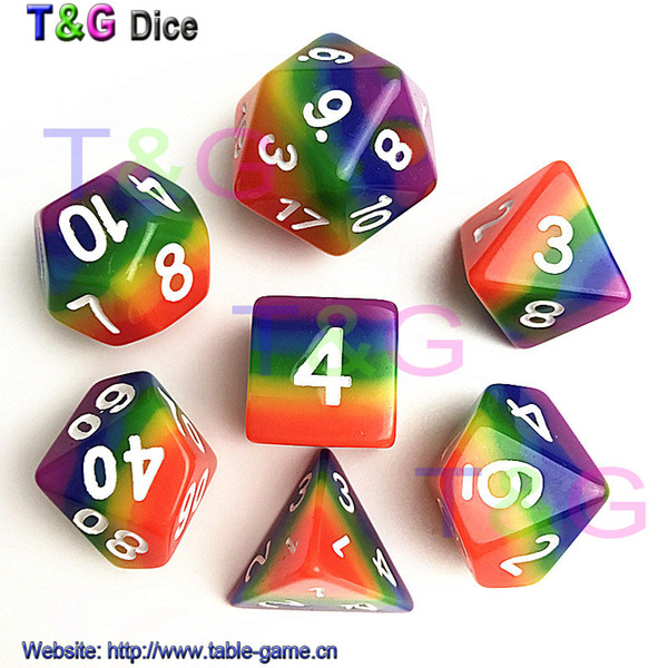 7pcs/set Rainbow dice, new Customized dice for dnd game dice bag d4 d6 d8 d10 d10 d12 d20 rpg dice
