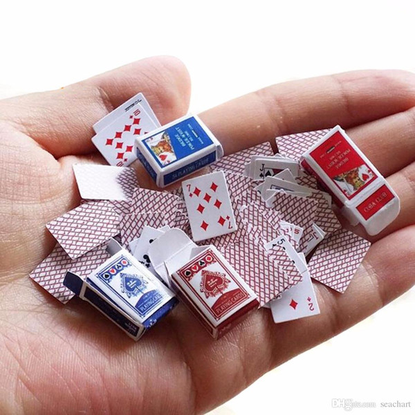 1 Set 1:12 Cute Miniature Dollhouse Cute Mini Poker Playing Cards Style Random Mini Cute Poker Doll Accessories SC138