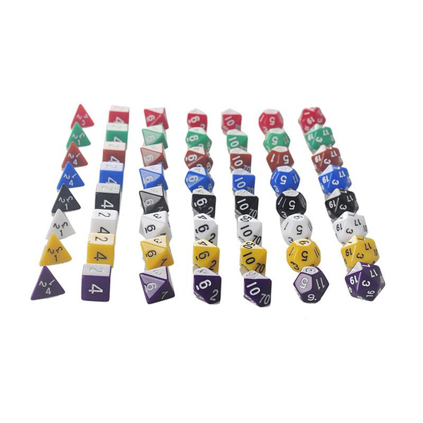 7pcs Set Resin Polyhedral TRPG Games For Dungeons Dragons Opaque D4-D20 Multi Sides Dice Pop for Game Gaming