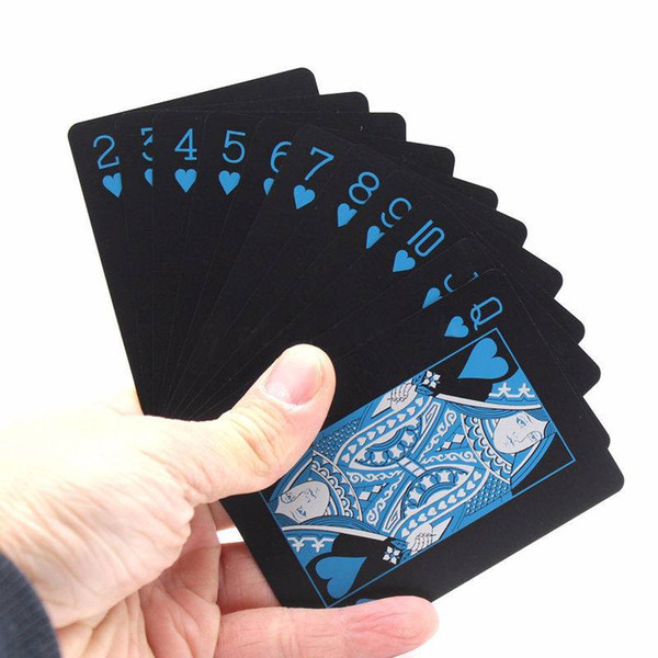 HQ066 Waterproof Black PVC Poker 54 Playing Cards Table Game free shipping