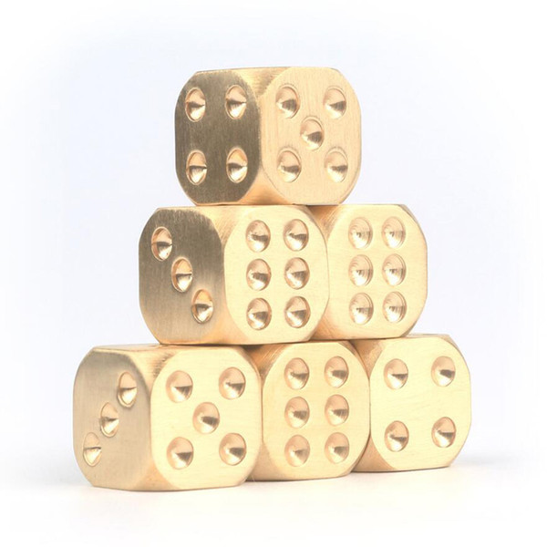 New 13X13X13mm 15X15X15mm Copper Polyhedral Metal Solid Heavy Dice Playing Game Golden Pure Color Dices Gambing Dices Bar Supplies