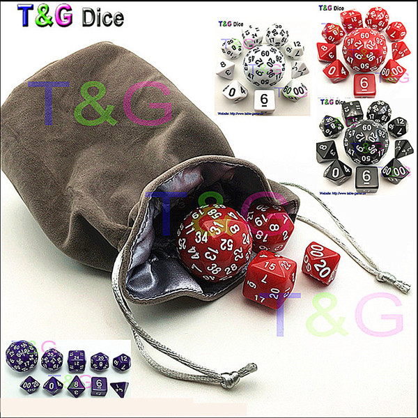Wholesale 10pc/bag Dice Set T&G High quality d4,d6,d8,2xd10,d12,,d20,d24,d30,d60 dice rpg dungeon dragons d&d board game dados