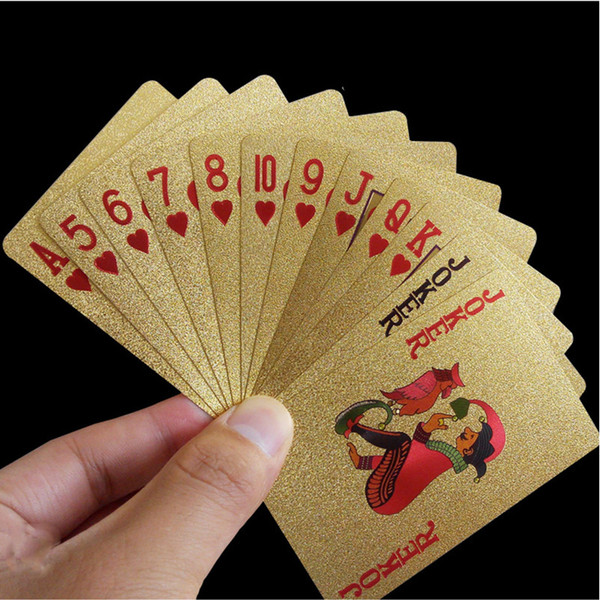 24K Gold Playing Cards Poker Game Deck Gold Foil Poker Set Plastic Magic Card Waterproof Cards Magic NY086