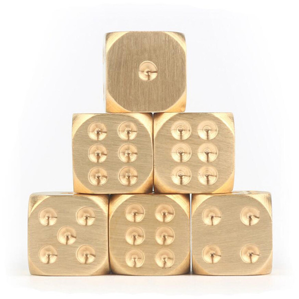 New 13X13X13mm 15X15X15mm Copper Polyhedral Metal Solid Heavy Dice Playing Game Golden Pure Color Dices Gambing Dices