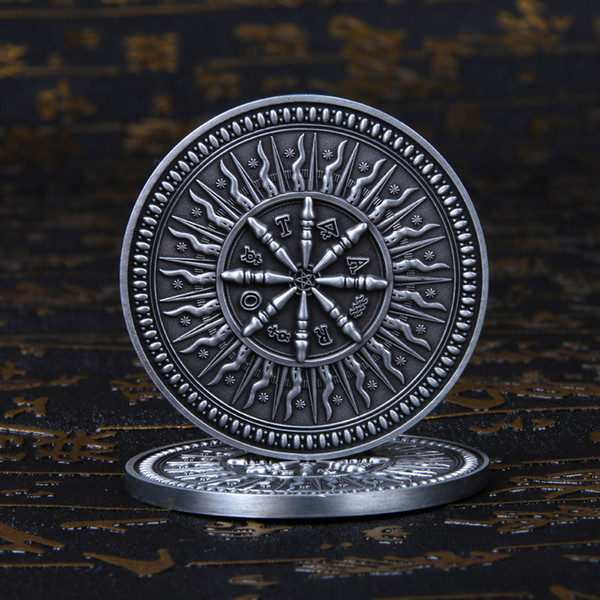 Arcana Tarot Dealer Button Oroboros Retro Silver Poker Card Guard Wheel of Fortune Pokerstars Head-to-tail Divination