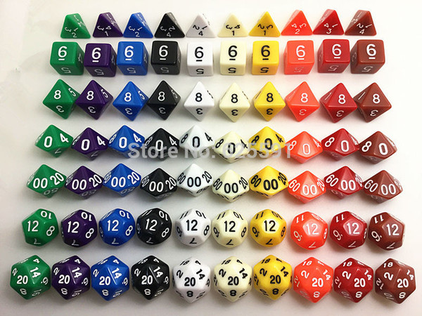 7pc/set High Quality Multi Dice Set d4 d6 d8 d10 d10% d12 d20 RPG for Fun Board Game Dice