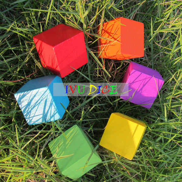 30pcs 25MM Candy color blank dice natural wooden cube dice props diy colored drawing materials Educational Toy IVU