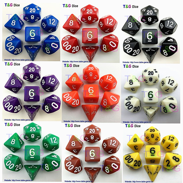 7 D&D Die Polyhedral Dice Set 10 Colors Pathfinder RPG