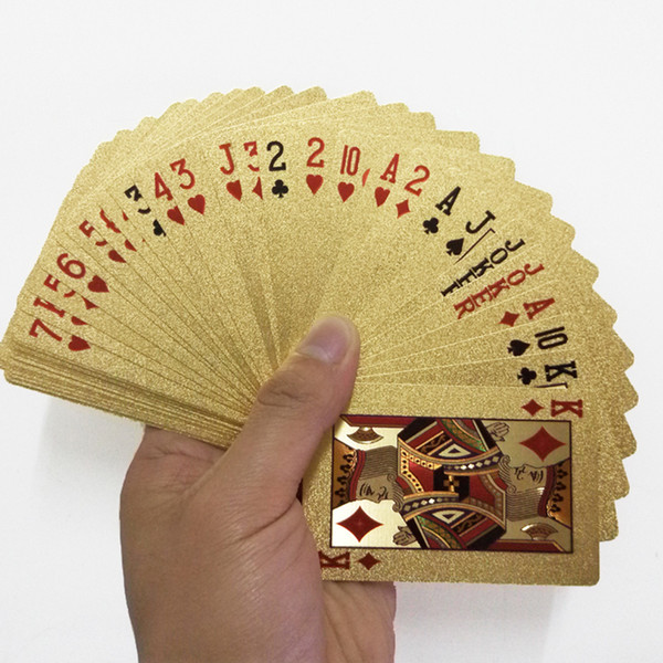 24K Gold Playing Cards Poker Game Deck Gold Foil Poker Set Plastic Magic Card Waterproof Cards Magic NY086