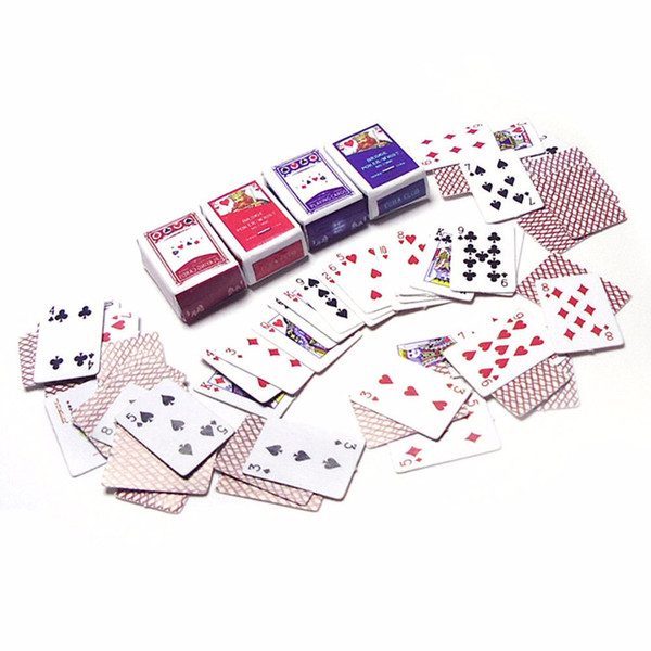 1 Set 1:12 Cute Miniature Dollhouse Cute Mini Poker Playing Cards Style Random Mini Cute Poker Doll Accessories SC138
