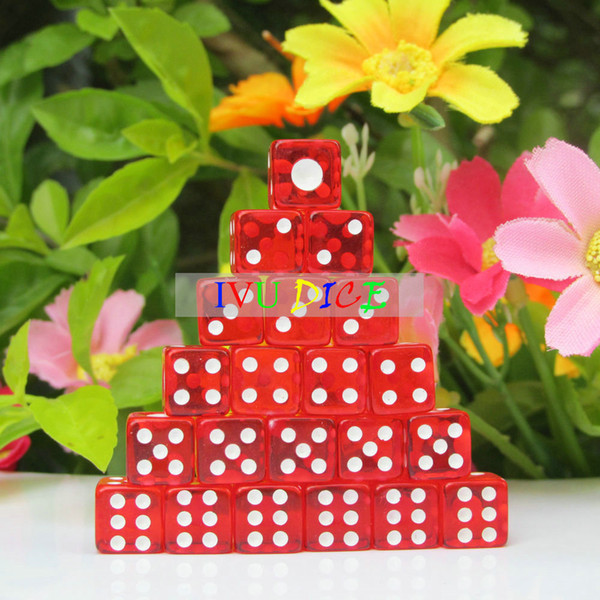 100pcs D6 8MM 6side Dice Transparent RED with WHITE point 1-6 automatic mahjong machine dice bosons IVU