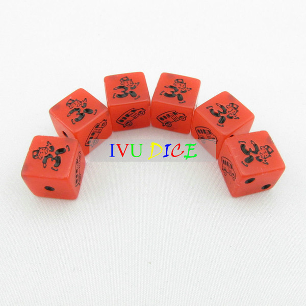 20pcs 16MM Table DICE RED with Point 1-3 4 Car 5&6 Clown aim black special game party machine Children dices IVU