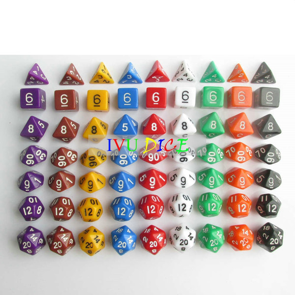 63pcs DND Table BOARD GAME Dungeons&Dragons number dice 9 Colors Purple Black Blue White Green Red Yellow Child Party dices IVU