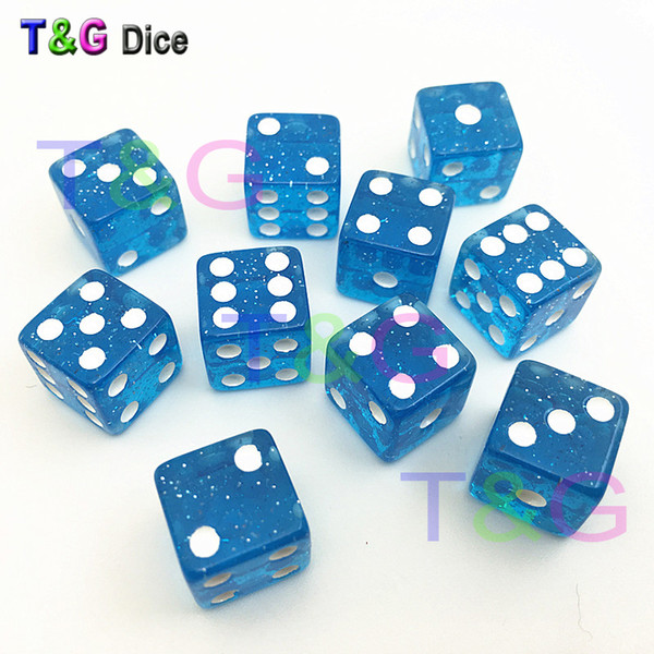 10pcs/set T&G dice High Quality 12mm Blue Glitter Dice Dados dyd