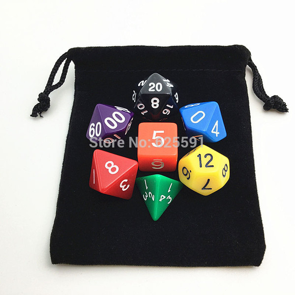 Hot Colorful Acrylic Dice Set dragons and dungeons dnd - Free Velvet Bag