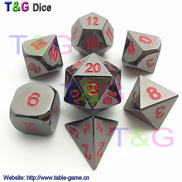 T&G HOT D4 D6 D8 D10 D% D12 D20 Metal Dice with Red Digital Plus Metal Boxes Fun Family Game Entertainment