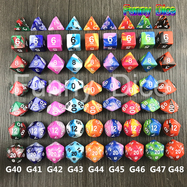 Blue Green Color Dice D4-D20 For TRPG Game