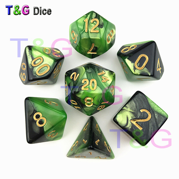 Green & Black Dice DND Die Toys For Adults Kids Plastic Cubes Special Birthday Gift
