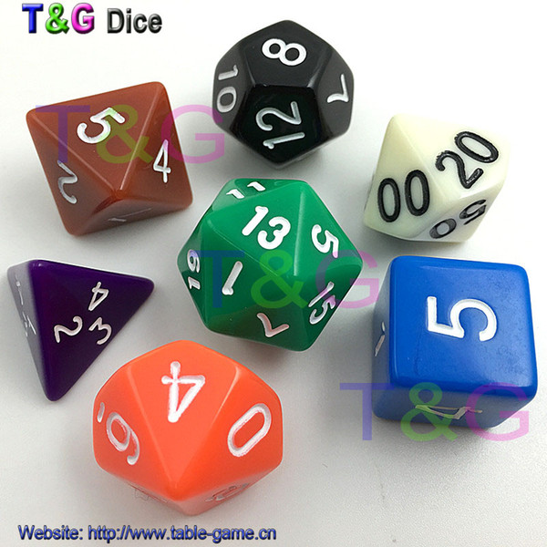 Wholesales New Colorful Dice Set D4,D6,D8,D10,D10%,D12,D20 Each dice random color for game dragons and dungeons