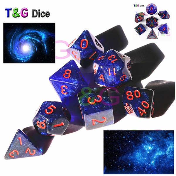 7PCS Universe Galaxy Dice for D&D Game