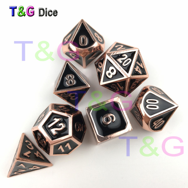 Metal Rose gold color Dice With Box For DND Game Kids Birthday Gift