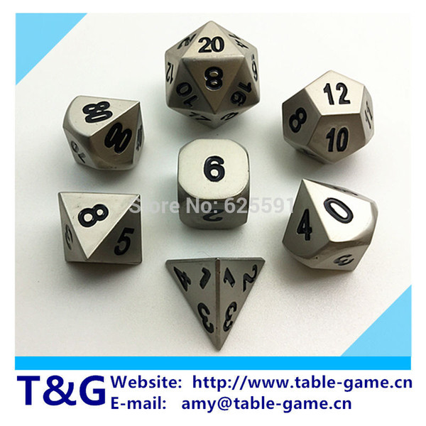 2015 Hot Top Quality Metalic 7 Dice set d4 d6 d8 d10 d% d12 d20 Polyhedral digital dragon toys RPG Dice with Boxes for Gift