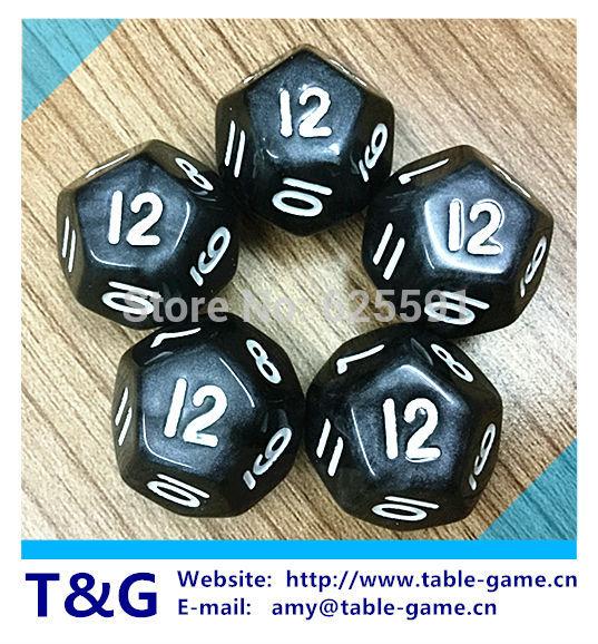 Wholesales 5pcs/set Black Pearlized d12 Dice set Rpg Dados High Quality