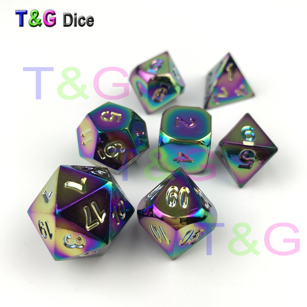 Metal Rainbow Dice With Box For DND Game Kids Birthday Gift