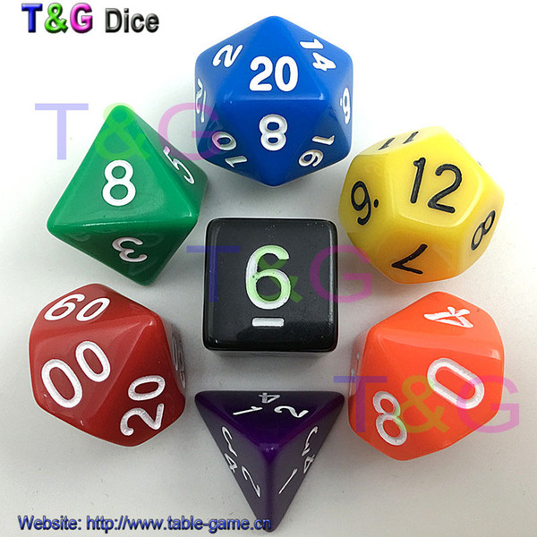 Wholesales 7pc/lot High Quality Multi-colored Dice Set D4,6,8,10,10%,12,20 dnd dice sets,Dungeons and Dragons Board Game