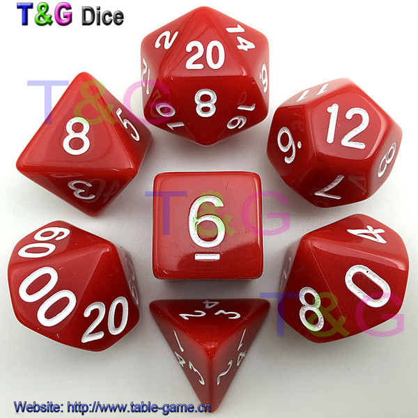 7pc/lot High Quality Red Dice D4,6,8,10,10%,12,20