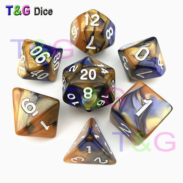 DICE Gemini Color 7-Dice Set Marble d20 RPG D&D Gray