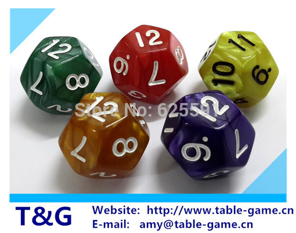 5pcs/lot pear effect Dice set 12 sided digital board dice board game dice