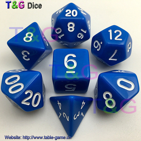 New 7pc/lot High Quality Blue Dice D4,6,8,10,10%,12,20 Toy