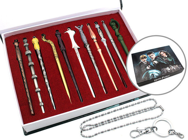 11PCS Movie Harry Potter Magic Wand Hogwarts Hermione Cosplay Props Collectible Toys Set with Box for Birthday Gift