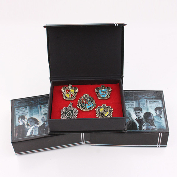 3Sets Harry Potter College Magic Badge Brooch Magical School Badges Pin Gryffindor Ravenclaw Slytherin Hufflepuff Brooches Christmas Gift