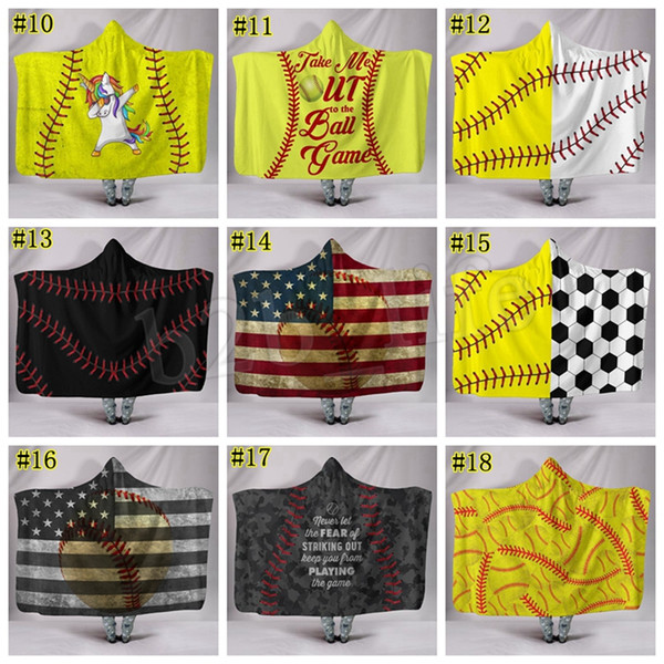 Baseball Football blanket Sherpa Softball Blanket Sports Theme Hooded Cape Soccer Bathing Towel Swadding Blankets MMA1655 5pcs