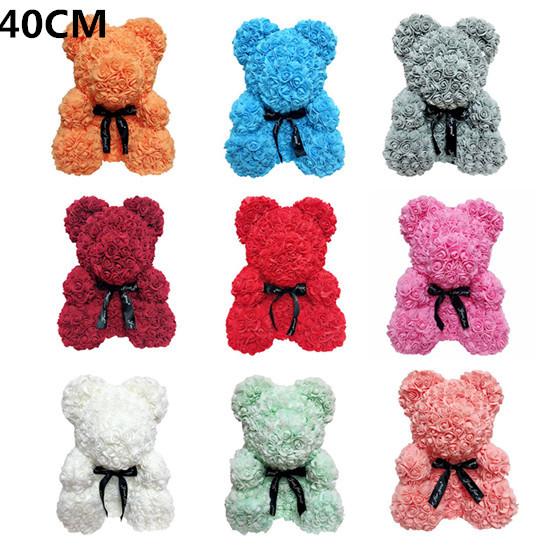 40CM rose teddy bear 40cm Valentine Day Gift Artificial Roses Bear Wedding Party Decoration,Decoration Flower rose teddy bear