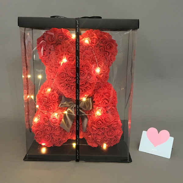 With box rose teddy bear 40cm Valentine Day Gift Artificial Roses Bear Wedding Party Decoration,Decoration Flower rose teddy bear