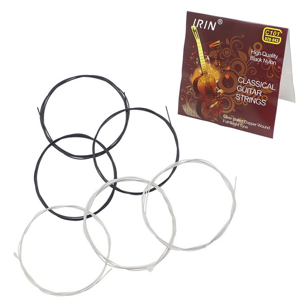 High Quality Guitar Strings 6pcs Classical Guitar String Set Black Nylon Core Silver-Plated Copper Wound 1st-6th(.028-.043)