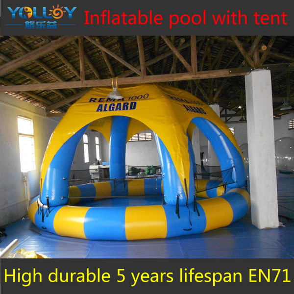 Nice outdoor game round inflatable tent with pool 6m/20ft diameter in 0.9mm PVC tarpaulin for kids UV retardant innocuous