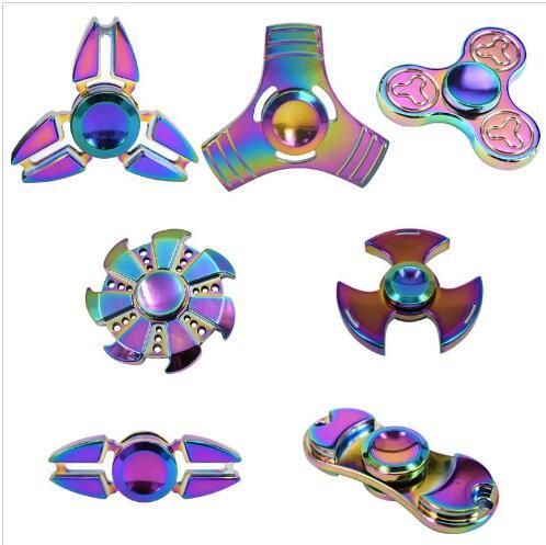 Rainbow Three Leaves Hand Spinner Crabs Leg Style Gyro Cyclone Fidget Spinner EDC aluminium alloy HandSpinner Decompression Anxiety